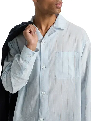 Frame Men's Striped Pajama-Style Shirt - Blue Stripe | Thumbnail 6