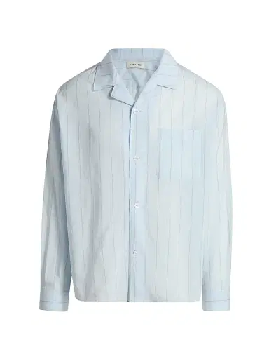 Frame Men's Striped Pajama-Style Shirt - Blue Stripe | Thumbnail 1