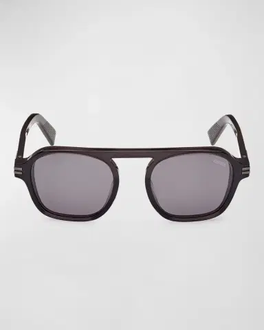 Zegna Men's AURORA II Acetate Rectangle Sunglasses | Thumbnail 2 Zegna Men's AURORA II Acetate Rectangle Sunglasses | Thumbnail 2