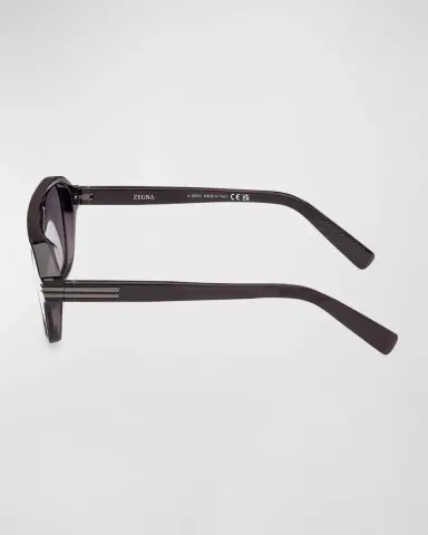 Zegna Men's AURORA II Acetate Rectangle Sunglasses | Thumbnail 3 Zegna Men's AURORA II Acetate Rectangle Sunglasses | Thumbnail 3