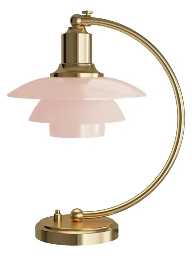 Louis Poulsen PH 22 Luna Glass & Brass Table Lamp - Pink
