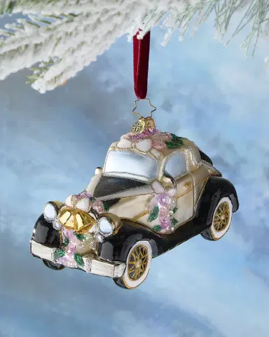 Christopher Radko Wedding Day Wheels Christmas Ornament | Thumbnail 1