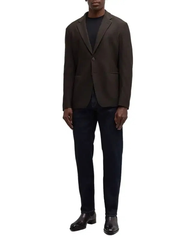 Men 's Nylon Rice Stitch Two-Button Blazer