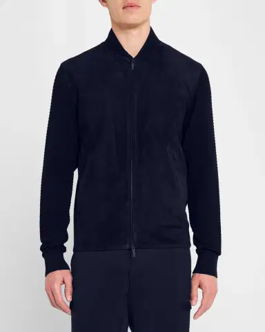 Giorgio Armani Men's Suede Fabric Mix Bomber Jacket | Thumbnail 3 Giorgio Armani Men's Suede Fabric Mix Bomber Jacket | Thumbnail 3