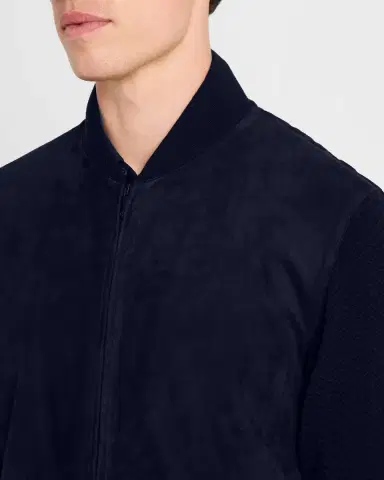 Giorgio Armani Men's Suede Fabric Mix Bomber Jacket | Thumbnail 4 Giorgio Armani Men's Suede Fabric Mix Bomber Jacket | Thumbnail 4