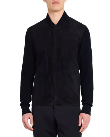 Giorgio Armani Men's Suede Fabric Mix Bomber Jacket | Thumbnail 1 Giorgio Armani Men's Suede Fabric Mix Bomber Jacket | Thumbnail 1