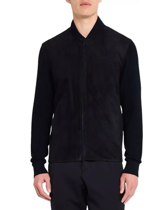 Giorgio Armani Men 's Suede Fabric Mix Bomber Jacket