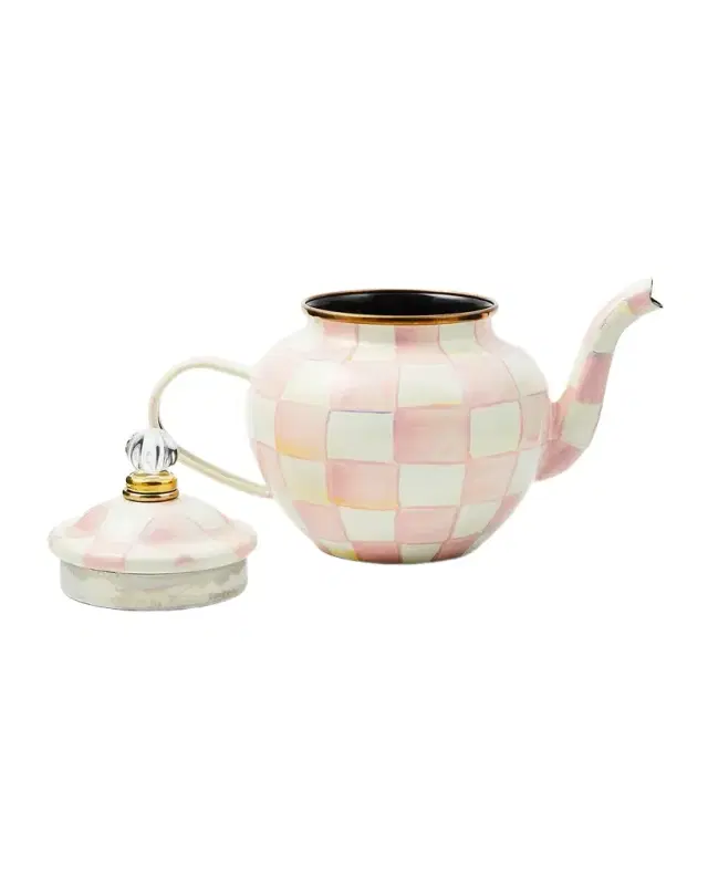 MacKenzie-Childs Rosy Check Enamel Teapot, 4 Cup