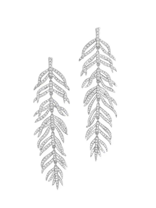 Women's Palm Sterling Silver-Plated & Cubic Zirconia Drop Earrings - Silver