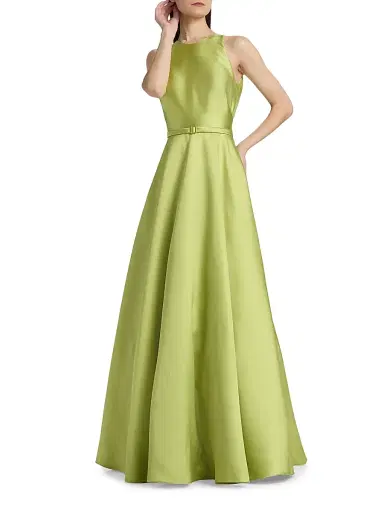 THEIA Women's Minta Halterneck Mikado Gown - Herbal Drift - Size 16 | Thumbnail 2