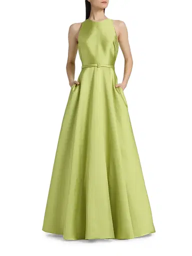 THEIA Women's Minta Halterneck Mikado Gown - Herbal Drift - Size 16 | Thumbnail 3