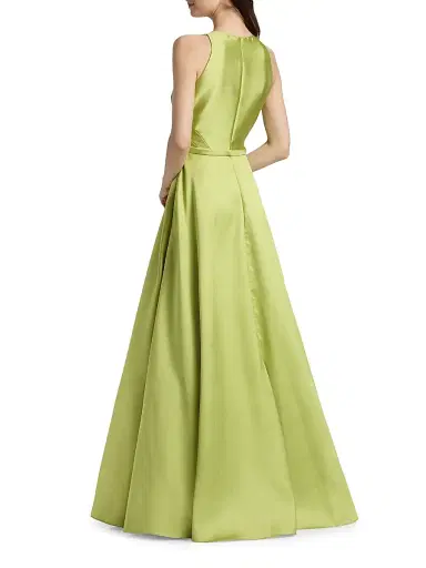 THEIA Women's Minta Halterneck Mikado Gown - Herbal Drift - Size 16 | Thumbnail 5