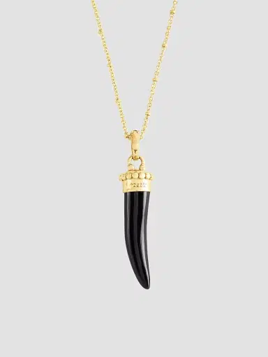 Anabel Aram Women's Forza 18K-Gold-Plated & Gemstone Horn Pendant - Black Onyx | Thumbnail 4