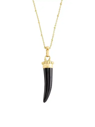 Anabel Aram Women's Forza 18K-Gold-Plated & Gemstone Horn Pendant - Black Onyx | Thumbnail 1