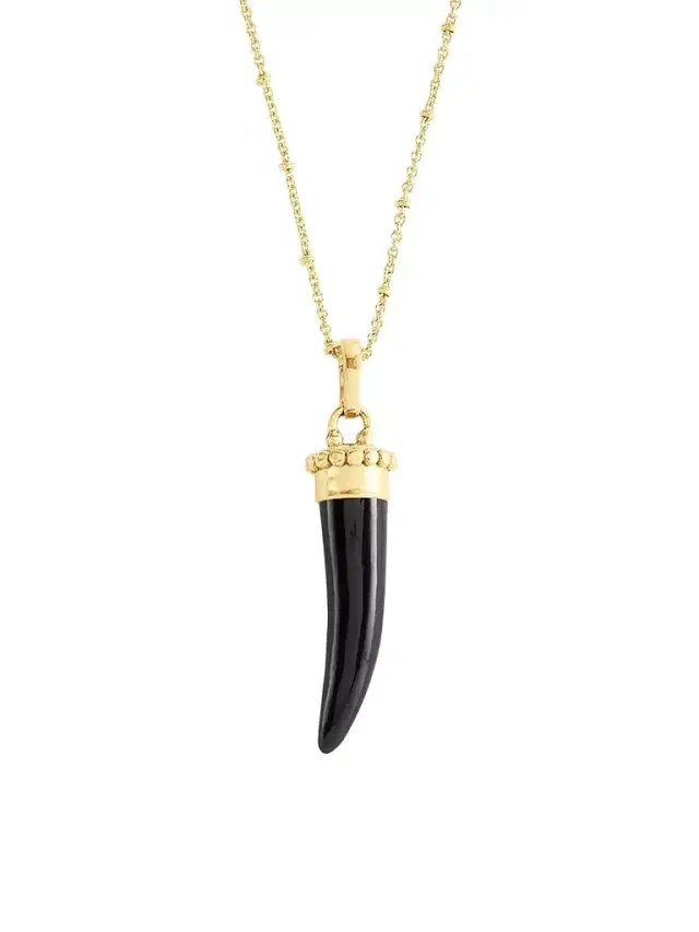 Women's Forza 18K-Gold-Plated & Gemstone Horn Pendant - Black Onyx