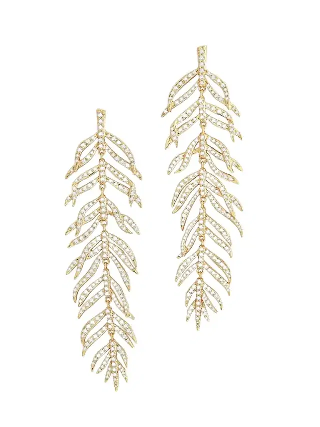 Women's Palm 18K-Gold-Plated & Cubic Zirconia Drop Earrings - Gold