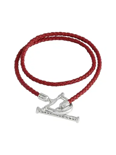 Anabel Aram Women's Cheval Braided Braided Leather & Sterling Silver-Plated Wrap Bracelet - Rouge | Thumbnail 1 Anabel Aram Women's Cheval Braided Braided Leather & Sterling Silver-Plated Wrap Bracelet - Rouge | Thumbnail 1