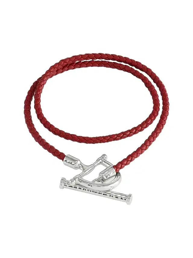 Women's Cheval Braided Braided Leather & Sterling Silver-Plated Wrap Bracelet - Rouge