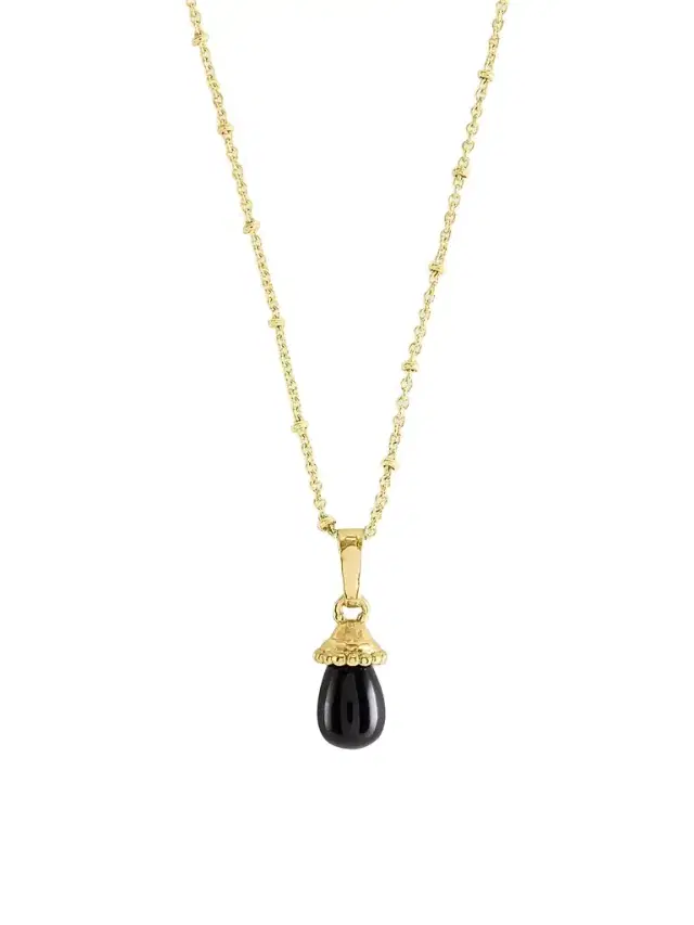 Women's Forza 18K-Gold-Plated & Gemstone Charm - Black Onyx Women's Forza 18K-Gold-Plated & Gemstone Charm - Black Onyx