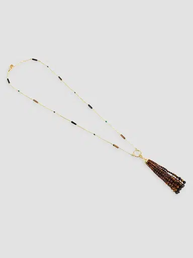 Anabel Aram Women's Forza 18K-Gold-Plated, Tiger's Eye & Black Onyx Beaded Tassel Pendant - Black Onyx | Thumbnail 4 Anabel Aram Women's Forza 18K-Gold-Plated, Tiger's Eye & Black Onyx Beaded Tassel Pendant - Black Onyx | Thumbnail 4