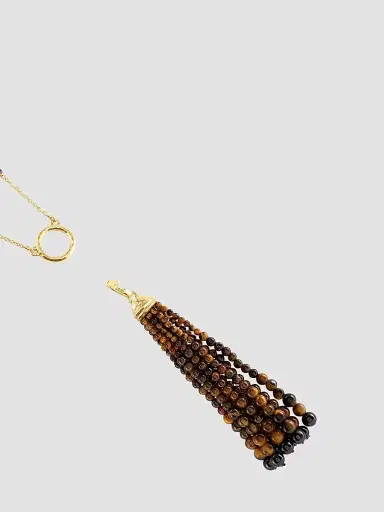 Anabel Aram Women's Forza 18K-Gold-Plated, Tiger's Eye & Black Onyx Beaded Tassel Pendant - Black Onyx | Thumbnail 5 Anabel Aram Women's Forza 18K-Gold-Plated, Tiger's Eye & Black Onyx Beaded Tassel Pendant - Black Onyx | Thumbnail 5