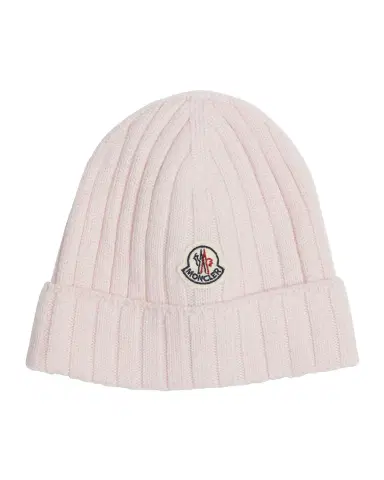 Moncler Girl 's Ribbed Wool Beanie with Logo Patch, Size X-XS | Thumbnail 2