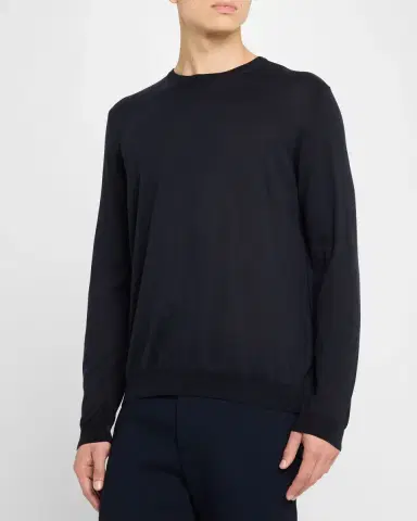 Giorgio Armani Men's Silk-Cotton Crew Sweater | Thumbnail 3 Giorgio Armani Men's Silk-Cotton Crew Sweater | Thumbnail 3