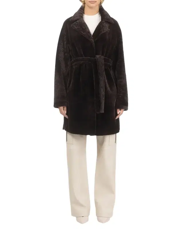 Gorski Reversible Lamb Shearling Belted Stroller Coat