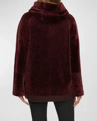 Gorski Reversible Shearling Lamb Zip Parka Jacket With Side Slits | Thumbnail 2