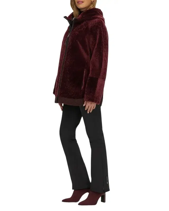 Gorski Reversible Shearling Lamb Zip Parka Jacket With Side Slits