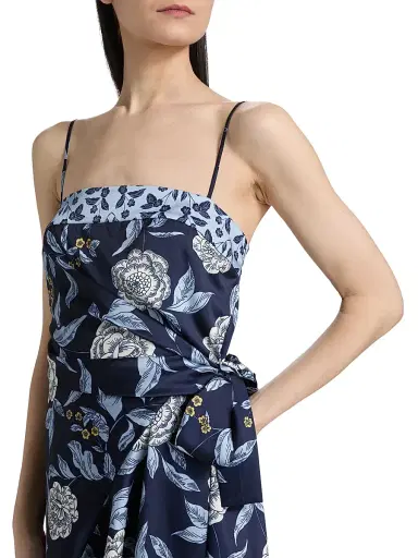 TANYA TAYLOR Women's Antona Floral Crepe Wrap-Waist Minidress | Thumbnail 6