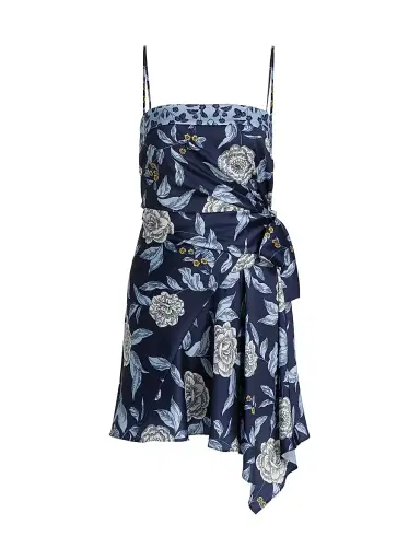 TANYA TAYLOR Women's Antona Floral Crepe Wrap-Waist Minidress | Thumbnail 1