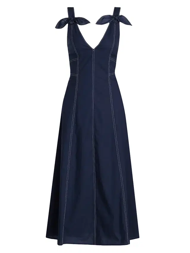 Tanya Taylor Women's Caprice Cotton Denim A-Line Midi-Dress - Maritime Blue