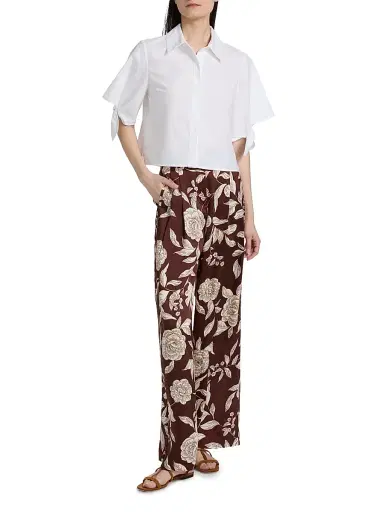 TANYA TAYLOR Women's Corinna Point Collar Cotton Top - Optic White | Thumbnail 2