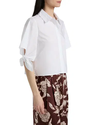 TANYA TAYLOR Women's Corinna Point Collar Cotton Top - Optic White | Thumbnail 4