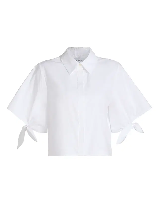 Tanya Taylor Women's Corinna Point Collar Cotton Top - Optic White
