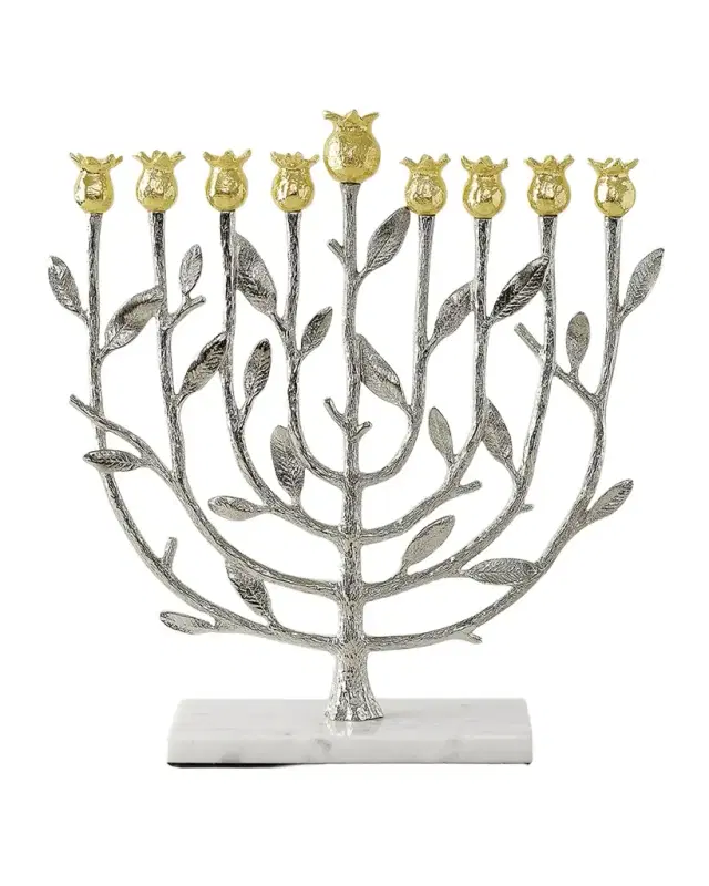 Michael Aram Pomegranate Silver and Gold Hanukkah Menorah with 24K Gold