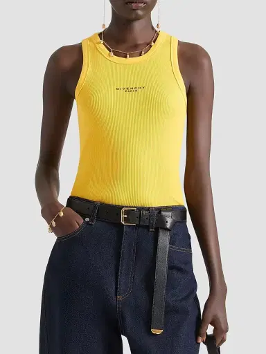 Givenchy Women's Slim Fit Tank Top in Cotton with Paris Print | Thumbnail 4