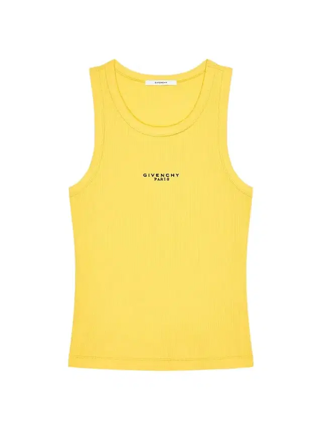 Women's Slim Fit Tank Top in Cotton with Paris Print - Golden Yellow