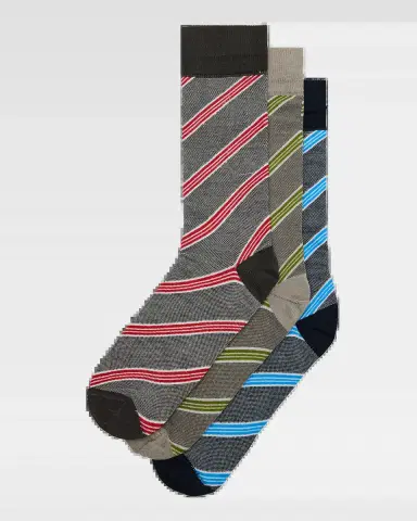 Neiman Marcus Men's Diagonal Stripe 3-Pack Crew Socks | Thumbnail 2 Neiman Marcus Men's Diagonal Stripe 3-Pack Crew Socks | Thumbnail 2