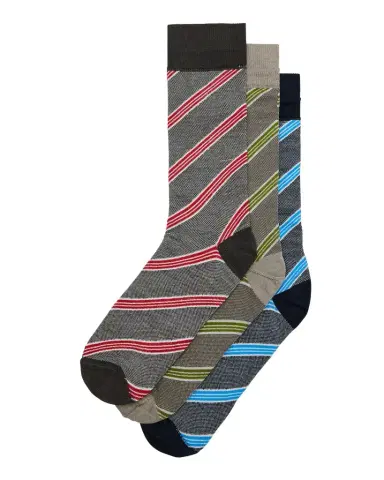 Neiman Marcus Men's Diagonal Stripe 3-Pack Crew Socks | Thumbnail 1 Neiman Marcus Men's Diagonal Stripe 3-Pack Crew Socks | Thumbnail 1