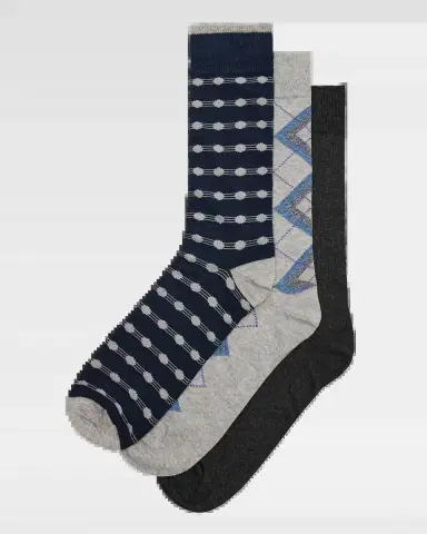 Neiman Marcus Men's Mixed 3-Pack Crew Socks | Thumbnail 2 Neiman Marcus Men's Mixed 3-Pack Crew Socks | Thumbnail 2