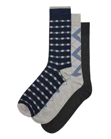 Neiman Marcus Men's Mixed 3-Pack Crew Socks | Thumbnail 1 Neiman Marcus Men's Mixed 3-Pack Crew Socks | Thumbnail 1