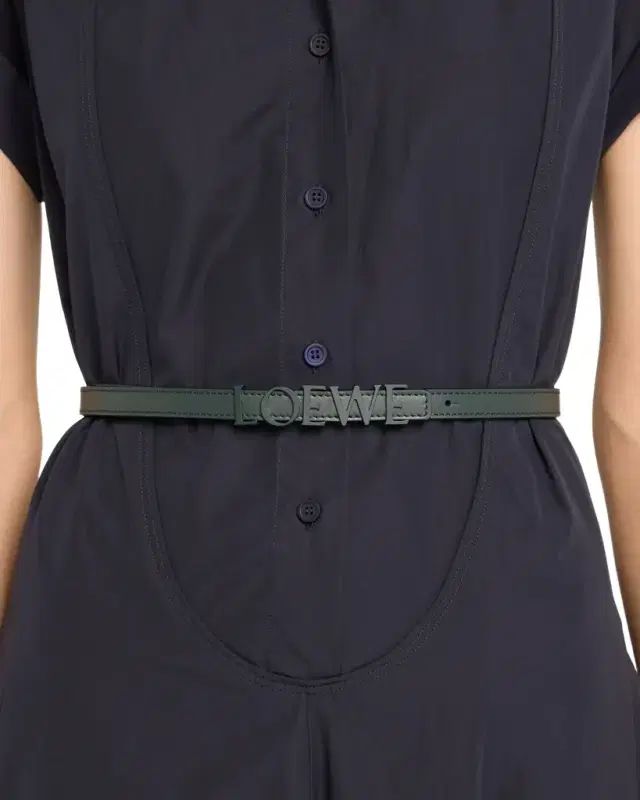 Loewe Logo Lettering Leather Skinny Belt