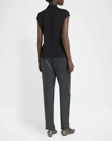 Giorgio Armani Twisted Cap-Sleeve Georgette Silk Blouse | Thumbnail 2 Giorgio Armani Twisted Cap-Sleeve Georgette Silk Blouse | Thumbnail 2