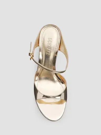 Schutz Women's Lyra 100MM Patent Leather Slip-On Sandals - Platinum | Thumbnail 3 Schutz Women's Lyra 100MM Patent Leather Slip-On Sandals - Platinum | Thumbnail 3