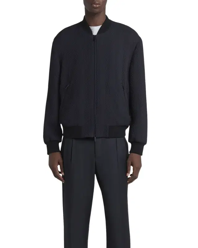 Giorgio Armani Men 's Raised Chevron Bomber Jacket