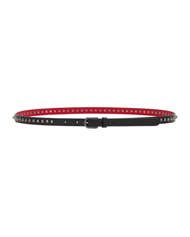 Christian Louboutin Cabata Paris Spike Skinny Belt in Calf Leather