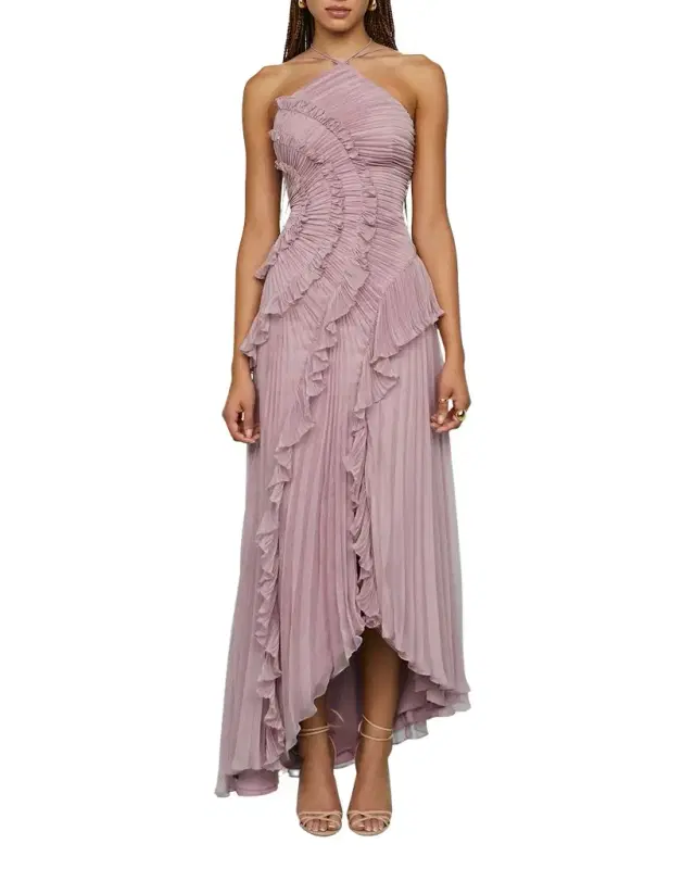 AMUR Lorelie Pleated Halter Gown