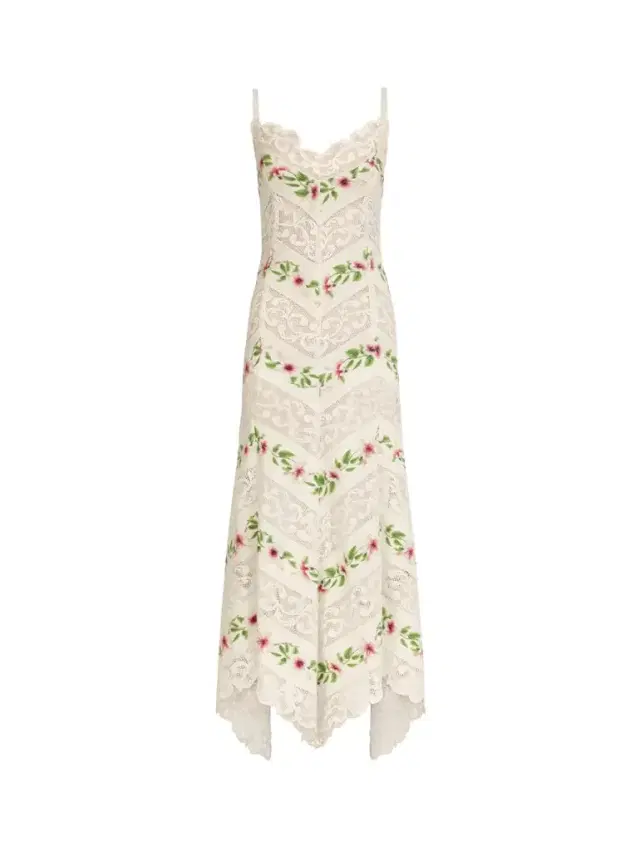 Oscar de la Renta Chiné Hibiscus Striped Cotton Poplin Dress